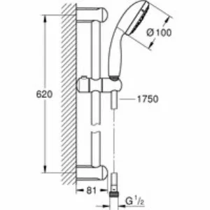 Душевой гарнитур GROHE Tempesta 100, 3 режима струи, душевая штанга 600 мм, 9,5 л/мин, хром (27794001) Душевой гарнитур GROHE Tempesta 100, 3 режима струи, душевая штанга 600 мм, 9,5 л/мин, хром (27794001)