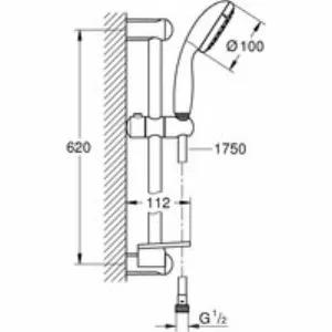 Душевой гарнитур GROHE Tempesta 100 с мыльницей, 2 режима струи, душевая штанга 600 мм, 5,7 л/мин, хром/белый (27926001) Душевой гарнитур GROHE Tempesta 100 с мыльницей, 2 режима струи, душевая штанга 600 мм, 5,7 л/мин, хром/белый (27926001)