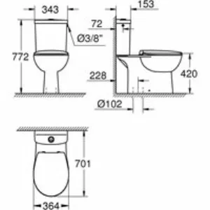 Унитаз напольный с бачком и сиденьем с микролифтом GROHE Bau Ceramic, альпин-белый (39346000) Унитаз напольный с бачком и сиденьем с микролифтом GROHE Bau Ceramic, альпин-белый (39346000)