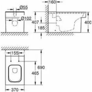 Унитаз GROHE Cube Ceramic напольный, альпин-белый (3948400H) Унитаз GROHE Cube Ceramic напольный, альпин-белый (3948400H)