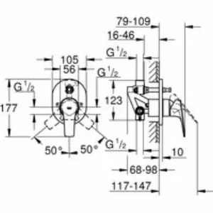 Смеситель для ванны GROHE BauFlow в комплекте с монтажной , хром (29045000) Смеситель для ванны GROHE BauFlow в комплекте с монтажной , хром (29045000)
