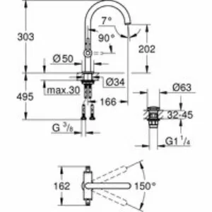 Смеситель для раковины GROHE Atrio двухвентильный, хром (21022003) Смеситель для раковины GROHE Atrio двухвентильный, хром (21022003)