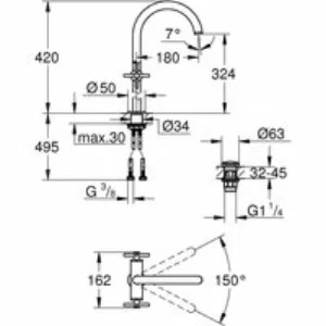 Смеситель для раковины GROHE Atrio, XL-size, хром (21044003) Смеситель для раковины GROHE Atrio, XL-size, хром (21044003)
