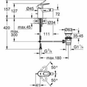 Смеситель для биде GROHE Bau Loop, хром (23338000) Смеситель для биде GROHE Bau Loop, хром (23338000)