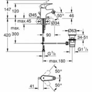 Смеситель для биде GROHE Start Flow с донным клапаном, хром (23770000) Смеситель для биде GROHE Start Flow с донным клапаном, хром (23770000)