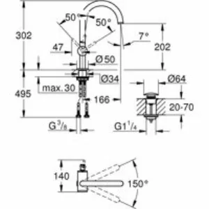 Смеситель для раковины GROHE Atrio, суперсталь (32042DC3) Смеситель для раковины GROHE Atrio, суперсталь (32042DC3)