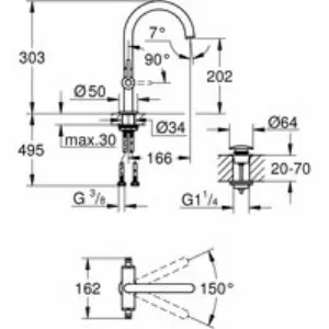 Смеситель для раковины GROHE Atrio двухвентильный, темный графит матовый (21022AL3) Смеситель для раковины GROHE Atrio двухвентильный, темный графит матовый (21022AL3)
