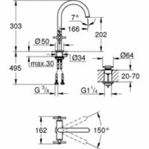 Смеситель для раковины GROHE Atrio двухвентильный, суперсталь (21019DC3) Смеситель для раковины GROHE Atrio двухвентильный, суперсталь (21019DC3)