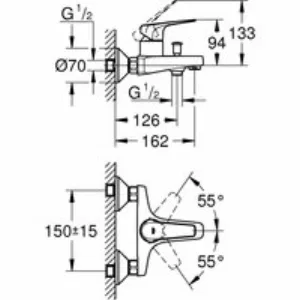 Душевая система GROHE Vitalio Start System 180 Flex со смесителем для ванны (NSB0154) Душевая система GROHE Vitalio Start System 180 Flex со смесителем для ванны (NSB0154)