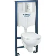 Набор GROHE Solido 5-в-1: подвесной унитаз с крышкой + система инсталляции с панелью смыва Arena Cosmopolitan (39418000)