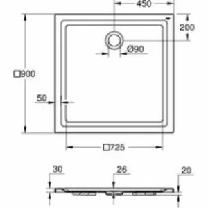 Душевой поддон GROHE 900x900, универсальный, белый (39301000) Душевой поддон GROHE 900x900, универсальный, белый (39301000)