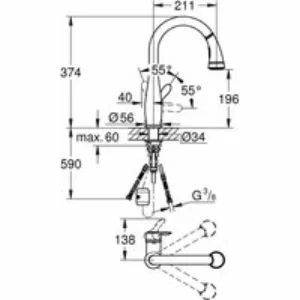 Смеситель для кухни GROHE Parkfield с вытяжным изливом, хром (30215001) Смеситель для кухни GROHE Parkfield с вытяжным изливом, хром (30215001)