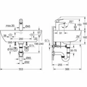 Набор для ванной: раковина 55, смеситель Start Edge и сифон, GROHE Bau Ceramic, (39471000) Набор для ванной: раковина 55, смеситель Start Edge и сифон, GROHE Bau Ceramic, (39471000)