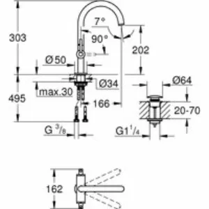 Смеситель для раковины GROHE Atrio двухвентильный, суперталь (21022DC3) Смеситель для раковины GROHE Atrio двухвентильный, суперталь (21022DC3)