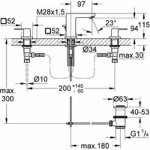 Смеситель для раковины GROHE Eurocube на 3 отверстия с донным клапаном, S-size, хром (20351000) Смеситель для раковины GROHE Eurocube на 3 отверстия с донным клапаном, S-size, хром (20351000)