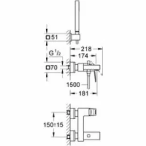 Смеситель для ванны GROHE Eurocube, хром (23141000) Смеситель для ванны GROHE Eurocube, хром (23141000)