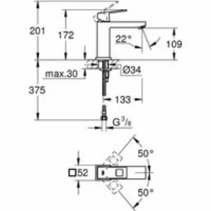 Смеситель для раковины GROHE Eurocube, M-Size, хром (23446000) Смеситель для раковины GROHE Eurocube, M-Size, хром (23446000)