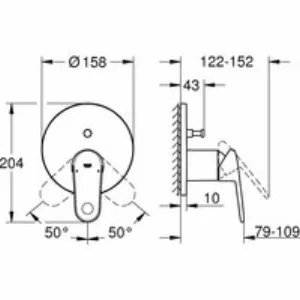 Внешняя часть смесителя для ванны GROHE Europlus, хром (24060002) Внешняя часть смесителя для ванны GROHE Europlus, хром (24060002)