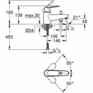 Смеситель для ванны GROHE BauEdge, хром (23562000) Смеситель для ванны GROHE BauEdge, хром (23562000)