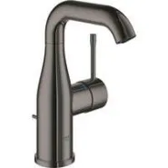 Смеситель для раковины GROHE Essence с донным клапаном, темный графит глянец (23462A01)
