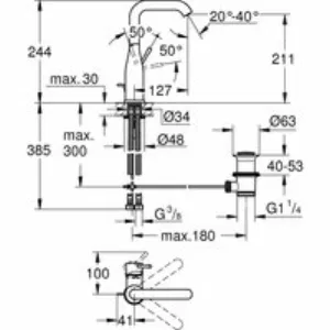 Смеситель для раковины GROHE Essence с донным клапаном, L-Size, теплый закат матовый (32628DL1) Смеситель для раковины GROHE Essence с донным клапаном, L-Size, теплый закат матовый (32628DL1)