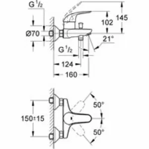Смеситель для ванны GROHE Euroeco, хром (32743000) Смеситель для ванны GROHE Euroeco, хром (32743000)