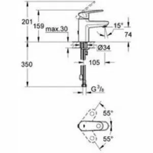 Смеситель для раковины GROHE Europlus с цепочкой, хром (32617002) Смеситель для раковины GROHE Europlus с цепочкой, хром (32617002)
