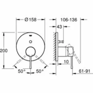 Внешняя часть смесителя для ванны GROHE Essence на 2 потребителя, хром (24058001) Внешняя часть смесителя для ванны GROHE Essence на 2 потребителя, хром (24058001)
