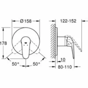 Внешняя часть смесителя для душа GROHE Eurostyle, хром (24046003) Внешняя часть смесителя для душа GROHE Eurostyle, хром (24046003)