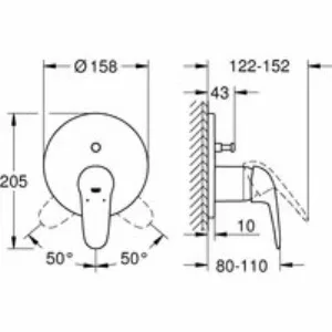 Внешняя часть смесителя для ванны GROHE Eurostyle Solid, хром (24047003) Внешняя часть смесителя для ванны GROHE Eurostyle Solid, хром (24047003)