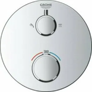 Внешняя часть термостата для душа GROHE Grohtherm на 2 потребителя, круглая, хром (24076000) Внешняя часть термостата для душа GROHE Grohtherm на 2 потребителя, круглая, хром (24076000)