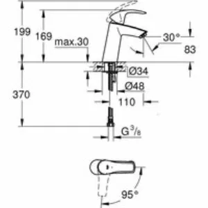 Смеситель для раковины GROHE Eurosmart, M-size, хром (2339510E) Смеситель для раковины GROHE Eurosmart, M-size, хром (2339510E)