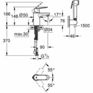 Смеситель для раковины GROHE Eurosmart Cosmopolitan с гигиеническим душем, S-size, хром (23125000) Смеситель для раковины GROHE Eurosmart Cosmopolitan с гигиеническим душем, S-size, хром (23125000)