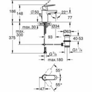 Смеситель для раковины GROHE Eurosmart Cosmopolitan с донным клапаном и ограничением расхода воды, хром (3282500E) Смеситель для раковины GROHE Eurosmart Cosmopolitan с донным клапаном и ограничением расхода воды, хром (3282500E)
