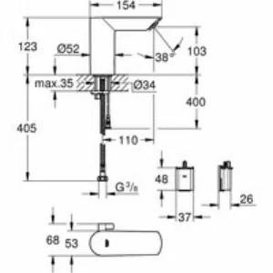 Смеситель для раковины GROHE BauCosmopolitan E инфракрасный, хром (36451000) Смеситель для раковины GROHE BauCosmopolitan E инфракрасный, хром (36451000)