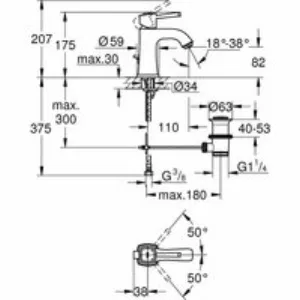 Смеситель для раковины GROHE Grandera с донным клапаном, хром/золото (23303IG0) Смеситель для раковины GROHE Grandera с донным клапаном, хром/золото (23303IG0)