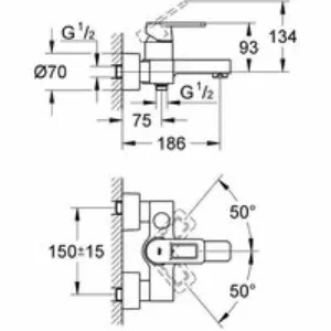 Смеситель для ванны GROHE Quadra, черный (32638KS0) Смеситель для ванны GROHE Quadra, черный (32638KS0)