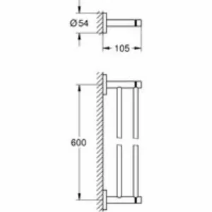 Держатель для полотенца GROHE Essentials 600 мм, двойной, никель матовый (40802EN1) Держатель для полотенца GROHE Essentials 600 мм, двойной, никель матовый (40802EN1)