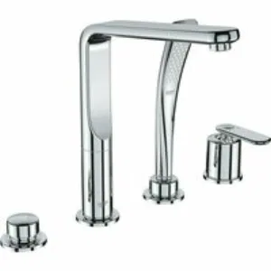 Смеситель для ванны GROHE Veris с душевым гарнитуром, на борт ванны, 4 отверстия, хром (19373000) Смеситель для ванны GROHE Veris с душевым гарнитуром, на борт ванны, 4 отверстия, хром (19373000)