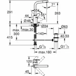 Смеситель для раковины GROHE Eurodisc Cosmopolitan с донным клапаном, L-size, хром (23054003) Смеситель для раковины GROHE Eurodisc Cosmopolitan с донным клапаном, L-size, хром (23054003)
