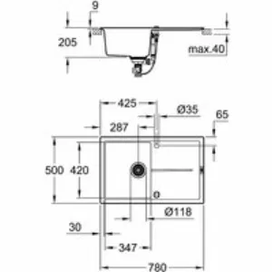 Мойка GROHE K400, 780 x 500 мм, серый гранит (31639AT0) Мойка GROHE K400, 780 x 500 мм, серый гранит (31639AT0)