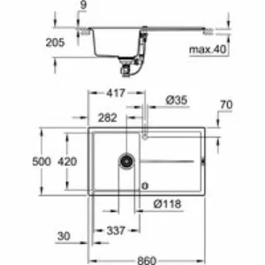 Мойка GROHE K400, 860 x 500 мм, серый гранит (31640AT0) Мойка GROHE K400, 860 x 500 мм, серый гранит (31640AT0)