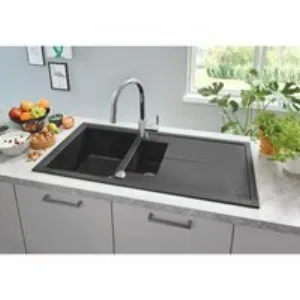 Мойка GROHE K400 с 1,5 чашей, 1000 x 500 мм, черный гранит (31642AP0) Мойка GROHE K400 с 1,5 чашей, 1000 x 500 мм, черный гранит (31642AP0)