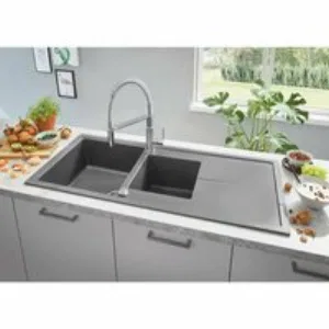 Мойка GROHE K400 с 1,5 чашей, серый гранит (31643AT0) Мойка GROHE K400 с 1,5 чашей, серый гранит (31643AT0)