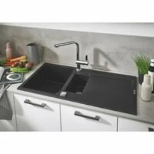 Мойка GROHE K500 с 1,5 чашей, 1000 x 500 мм, черный гранит (31646AP0) Мойка GROHE K500 с 1,5 чашей, 1000 x 500 мм, черный гранит (31646AP0)