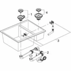 Мойка GROHE K500 с 1,5 чашей, 555 x 460 мм, черный гранит (31648AP0) Мойка GROHE K500 с 1,5 чашей, 555 x 460 мм, черный гранит (31648AP0)