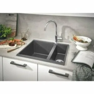Мойка GROHE K500 с 1,5 чашей, 555 x 460 мм, серый гранит (31648AT0) Мойка GROHE K500 с 1,5 чашей, 555 x 460 мм, серый гранит (31648AT0)