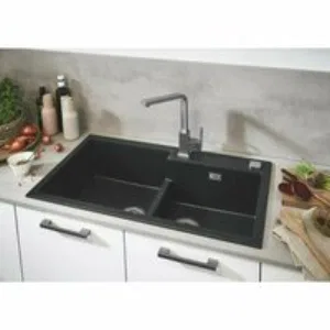 Мойка GROHE K500 с 2 чашами, 860 x 500 мм, черный гранит (31649AP0) Мойка GROHE K500 с 2 чашами, 860 x 500 мм, черный гранит (31649AP0)