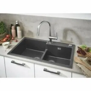 Мойка GROHE K500 с 2 чашами, 860 x 500 мм, серый гранит (31649AT0) Мойка GROHE K500 с 2 чашами, 860 x 500 мм, серый гранит (31649AT0)
