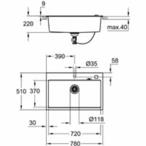 Мойка GROHE K700 с одной чашей, 780 x 510 мм, серый гранит (31652AT0) Мойка GROHE K700 с одной чашей, 780 x 510 мм, серый гранит (31652AT0)